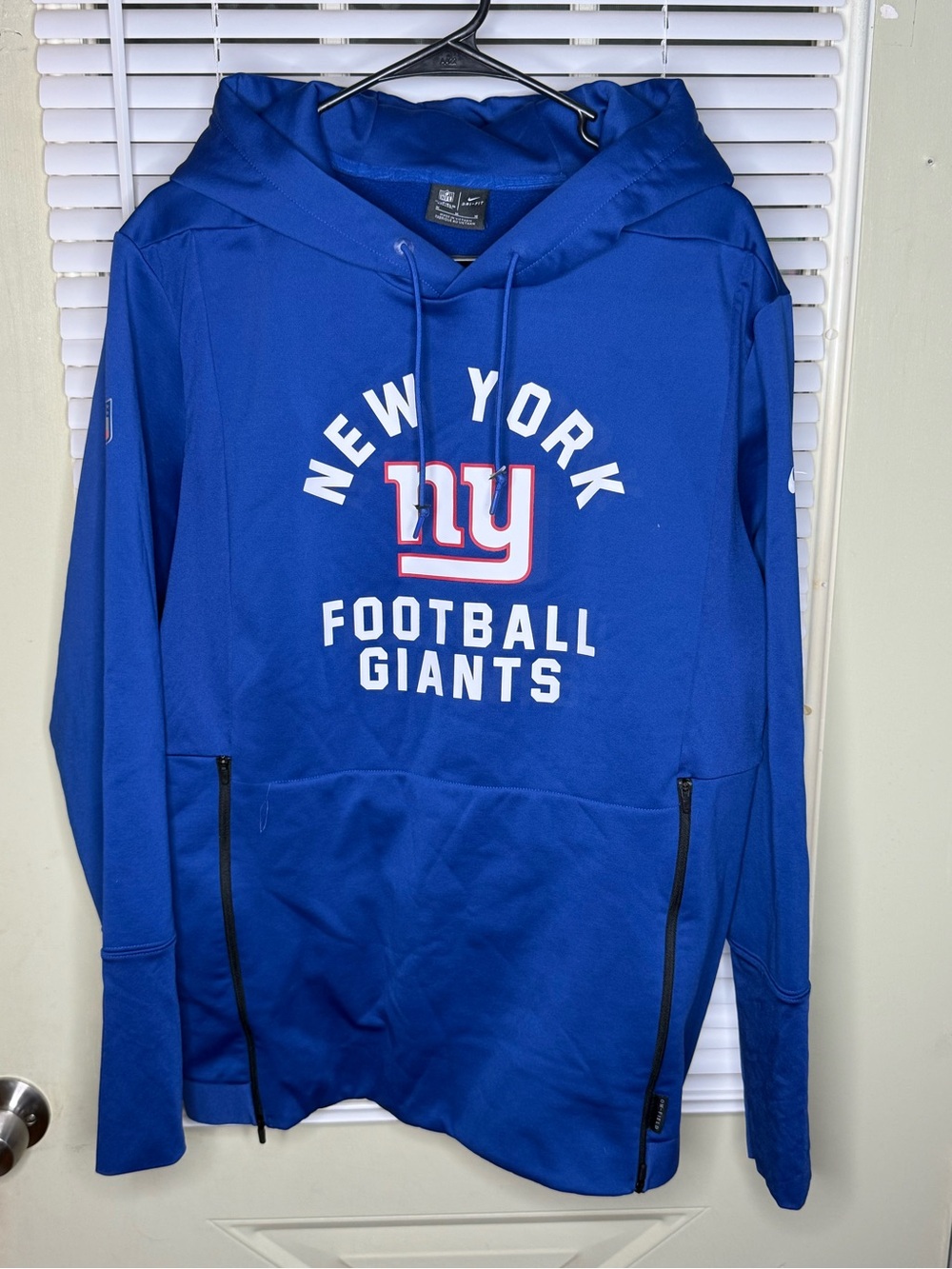 Nike NFL New York Giants Royal Blue Therma-FIT Hoodie Sweatshirt Size M